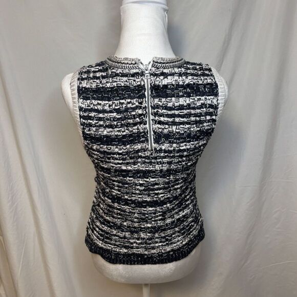 Alice and Olivia Reva Stitch Textured Stripe Sweater Tank Chain Women - Picture 6 of 10